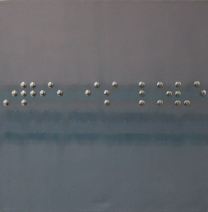 Message for the blinds 2011 Oil on canvas and pins 40cm x 40cm