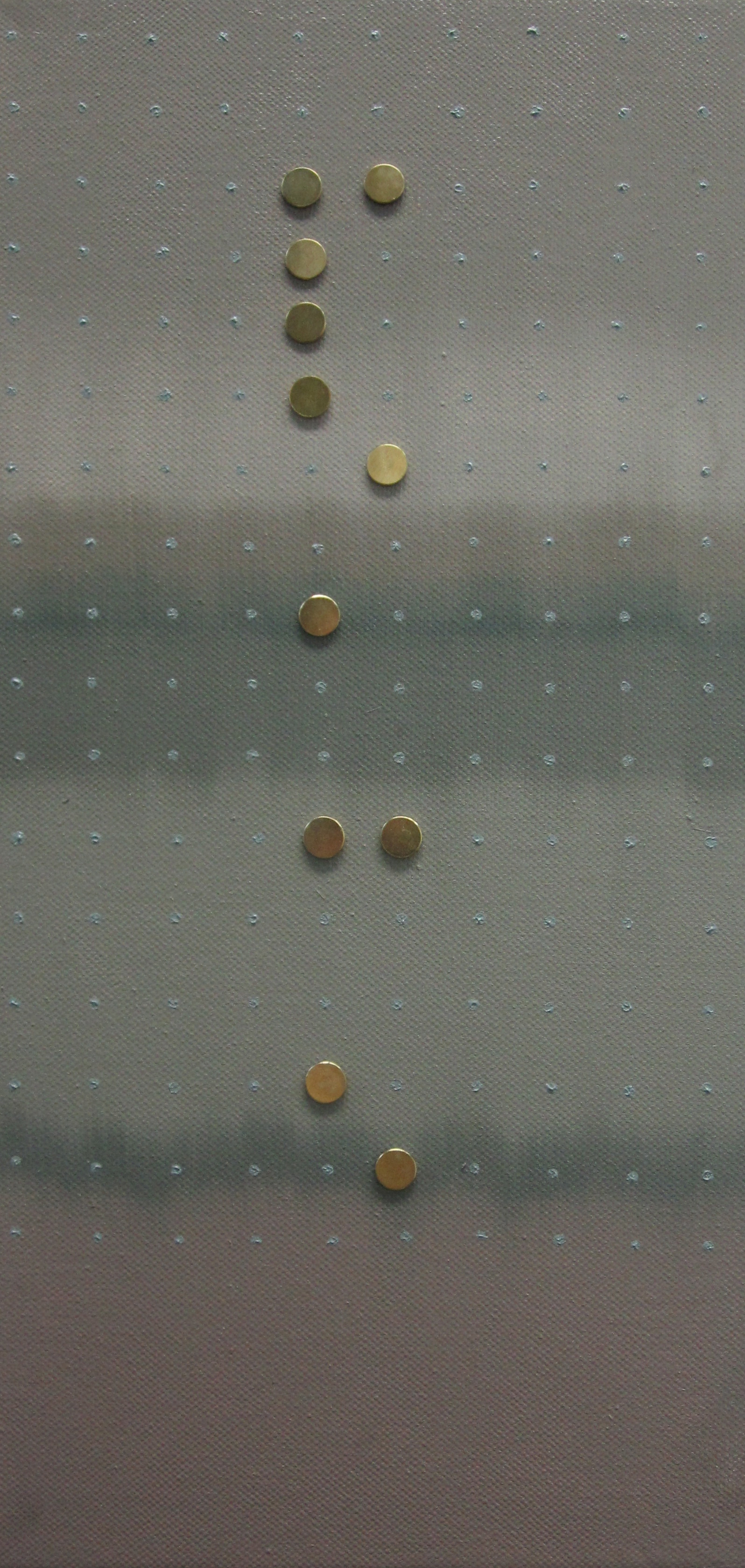 Message for the blinds
2011
Oil on canvas and pins
40cm x 20cm
